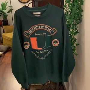Vintage University of Miami Crew Neck Sweater